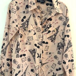 Karl Lagerfeld Pink Blouse with Geometric Print